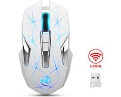 HXSJ T300 2.4G Draadloze Gaming Muis - Computermuizen - Ultra licht - Compact Voor Onderweg - RGB Verlichting - Wit