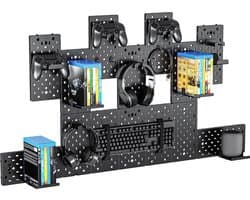 VDD Gaming - Pegboard voor controllers - Controller houder - Metaal - Zwart - 115 x 64 cm