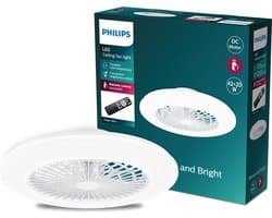 Philips Amigo Ventilator - Energiezuinige LED verlichting - Plafondlamp - Instelbare kleurtemperatuur - 48,5 cm diameter -Afstandsbediening - Wit