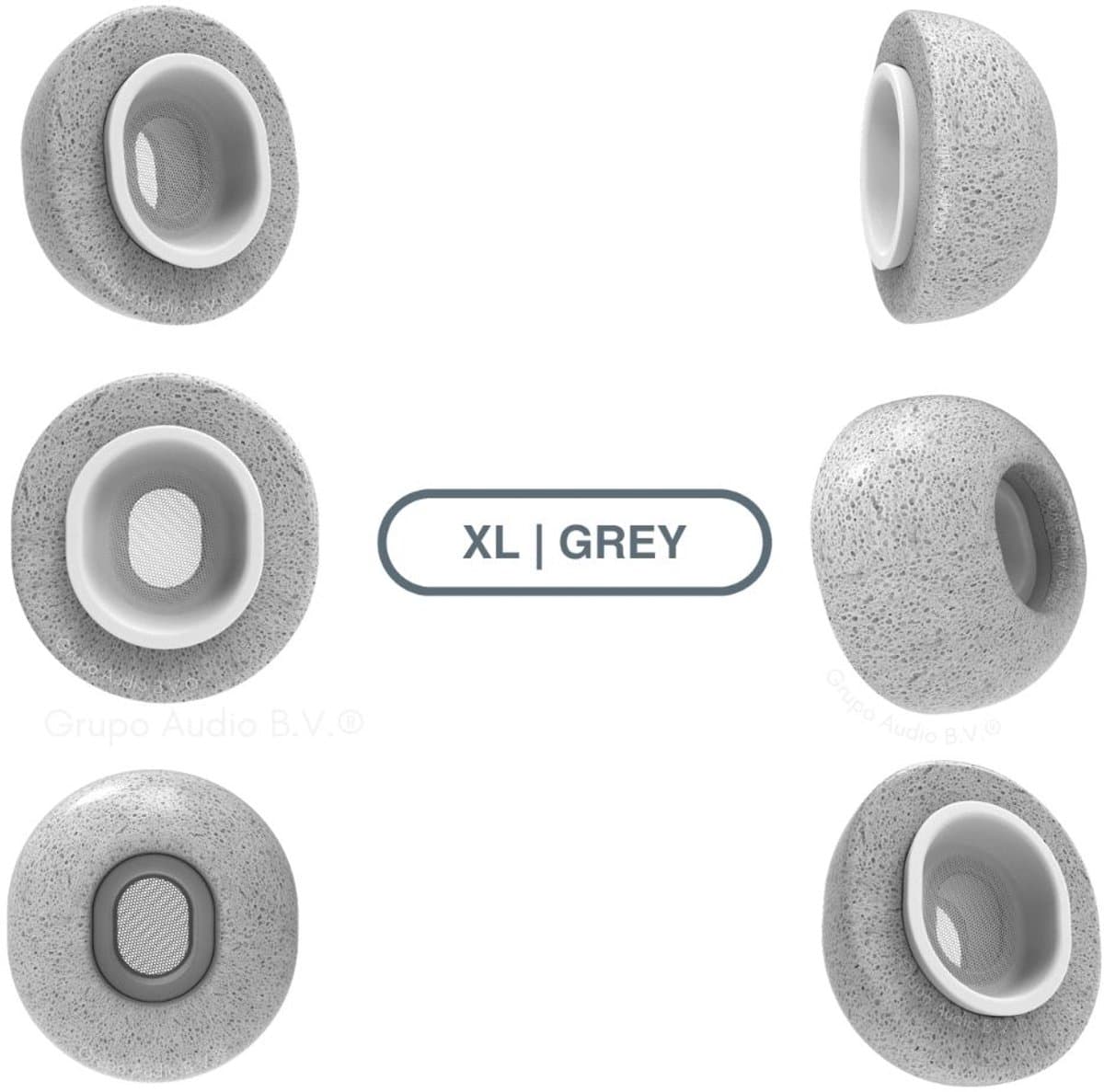 Foam eartips geschikt voor Airpods Pro (2) - 6× Extra Large - Licht Grijs - zachte memory foam opzet oortjes - foamigo® — afbeelding 1