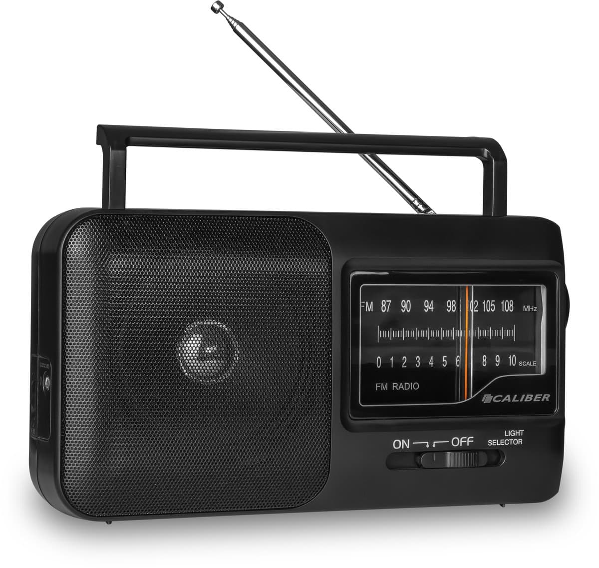 Caliber Noodradio - Draagbare radio - Werkt op batterijen en op Netstroom - Retro radio - FM radio - Keukenradio - Noodradio Denk Vooruit - Handvat - Koptelefoonaansluiting - Zwart (HPG317-B) — afbeelding 1