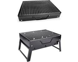 IBBO Shop - Oustuff Opvouwbare BBQ - Picknick Barbecue - Houtskool Grill - Outdoor Kamperen - Opvouwbaar - 35 x 27 x 20cm - Draagbaar - Zwart