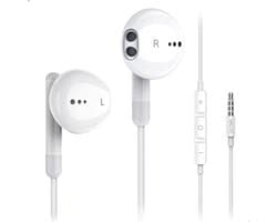 Oortjes met draad en microfoon - Oordopjes - 120CM kabel - 3,5MM Jack Aansluiting - Earphones Wired - Wit