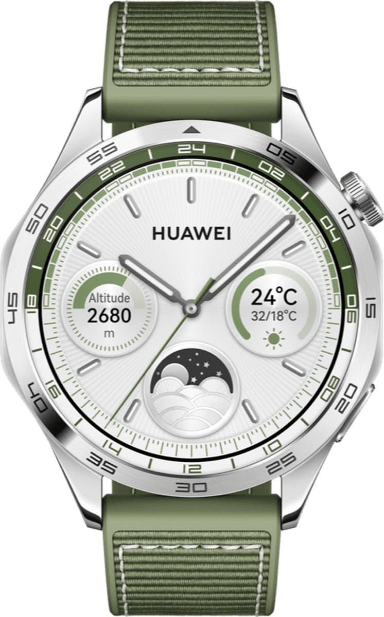 HUAWEI WATCH GT 4 - 46MM - Groen Composiet Horlogeband - Verbeterd 24/7 gezondheidsbeheer - Tot 2 weken batterijduur - Compatibel met iOS & Android — afbeelding 1