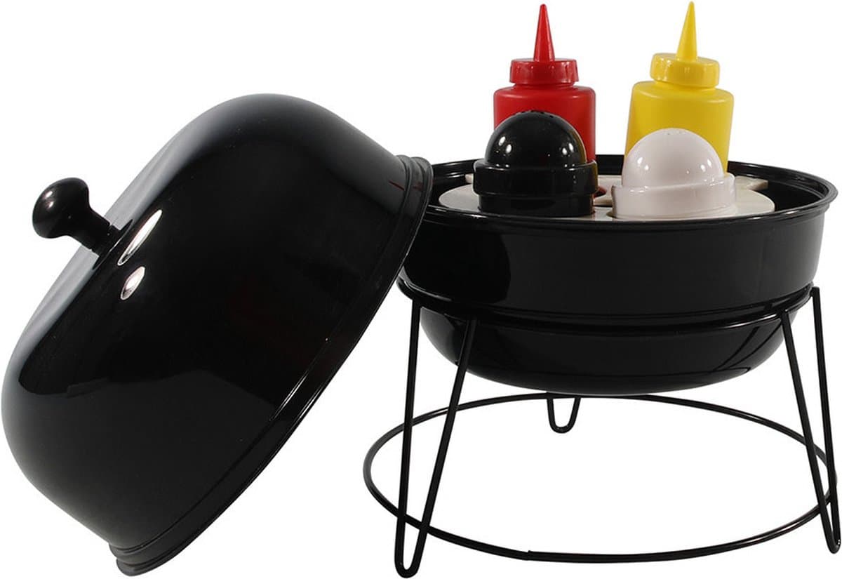 Barbecue sauzenset met peper en zout vaatje 20 x 25 cm Barbecue/gourmet/fondue tafel dekken - Saus dispenser/fles — afbeelding 1