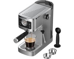 AIMASON CM1660 Halfautomatische Espressomachine - 1350W Semi-Automatische Espresso Koffiemachine - 20 Bar Ulka-pomp – Melkopschuimer – 1,3 L Watertank – RVS