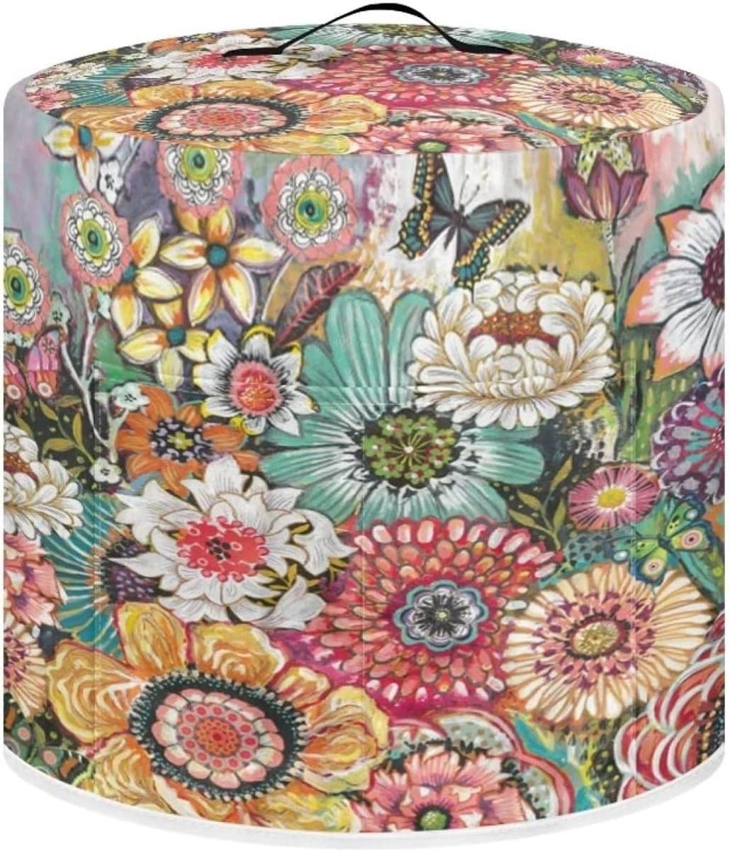 Apparaat Hoes - Keukenmachine Deksel - Apparaten Beschermen - Met Opbergvak - 8 Liter Model - Bloemenprint Roze — afbeelding 1