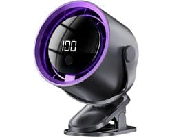 Draagbare bureauventilator, oplaadbare ventilator met LED-display, 100 snelheden, krachtige luchtcirculator (ook wandmontage mogelijk), 360° draaibare compacte tafelventilator voor thuis, autostoel, wieg en camping(Zwart)