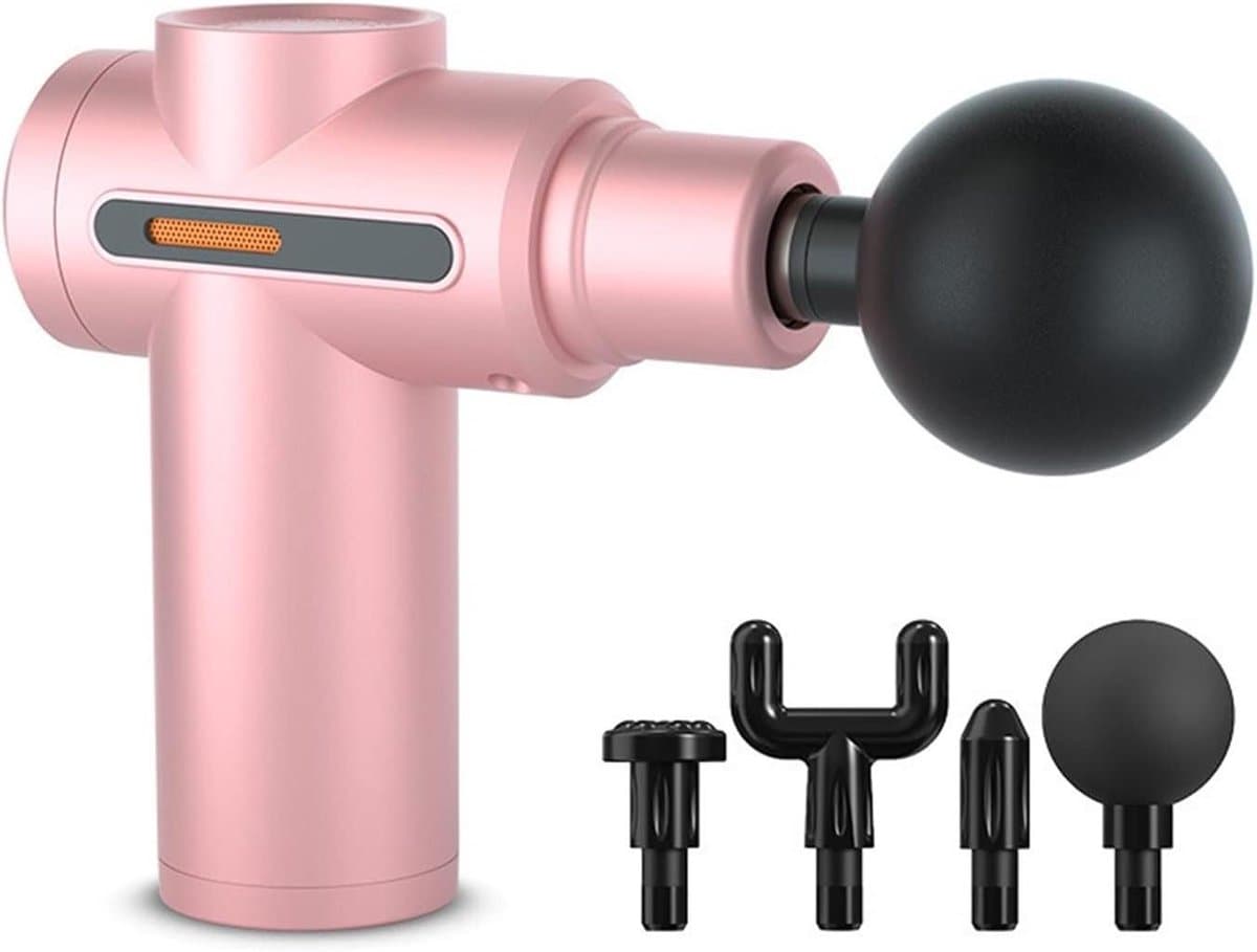Massagepistool - Spierontspanning Tool - Herstel Na Sport - 4 Verschillende Opzetstukken - 1600 Gram - Roze — afbeelding 1