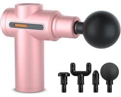 Massagepistool - Spierontspanning Tool - Herstel Na Sport - 4 Verschillende Opzetstukken - 1600 Gram - Roze