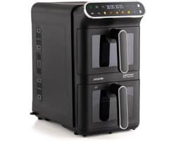 Verticale Dubbele Airfryer - Luchtfriteuse Toren - Gelijk Garen - Ruimtebesparend Ontwerp - 11 Liter - Zwart