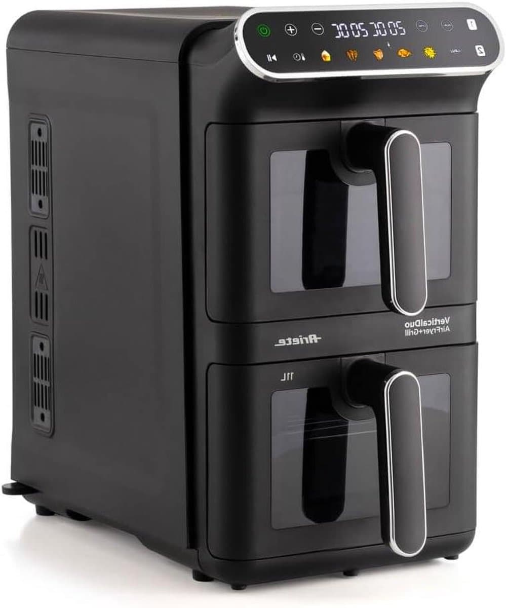 Verticale Dubbele Airfryer - Luchtfriteuse Toren - Gelijk Garen - Ruimtebesparend Ontwerp - 11 Liter - Zwart — afbeelding 1