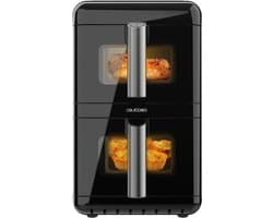 Heteluchtfriteuse - Airfryer Frituurpan - Gezond Koken - Dubbele Containers - 12 Liter - Zwart