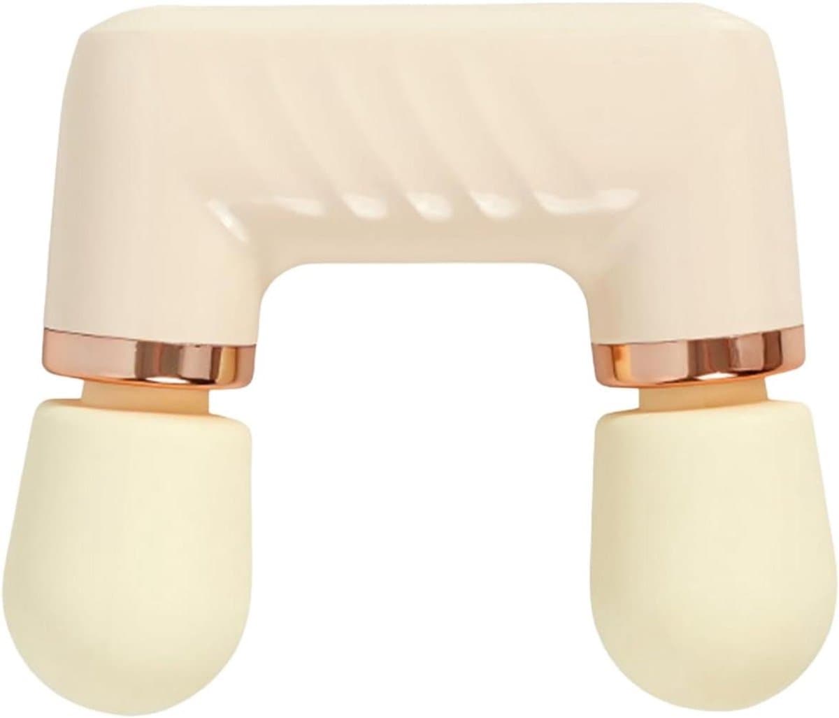 Percussie Massager - Mini Massage Gun - Spierherstel - Dubbele Kop - 18 x 15.2 x 5 cm - Crèmegeel — afbeelding 1