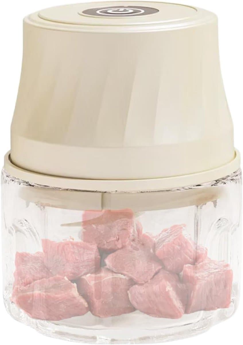 Mini Keukenmachine - Voedsel Hakker - Snel Ingrediënten Snijden - Draadloos USB Oplaadbaar - 350ml Capaciteit - Crèmekleurig — afbeelding 1