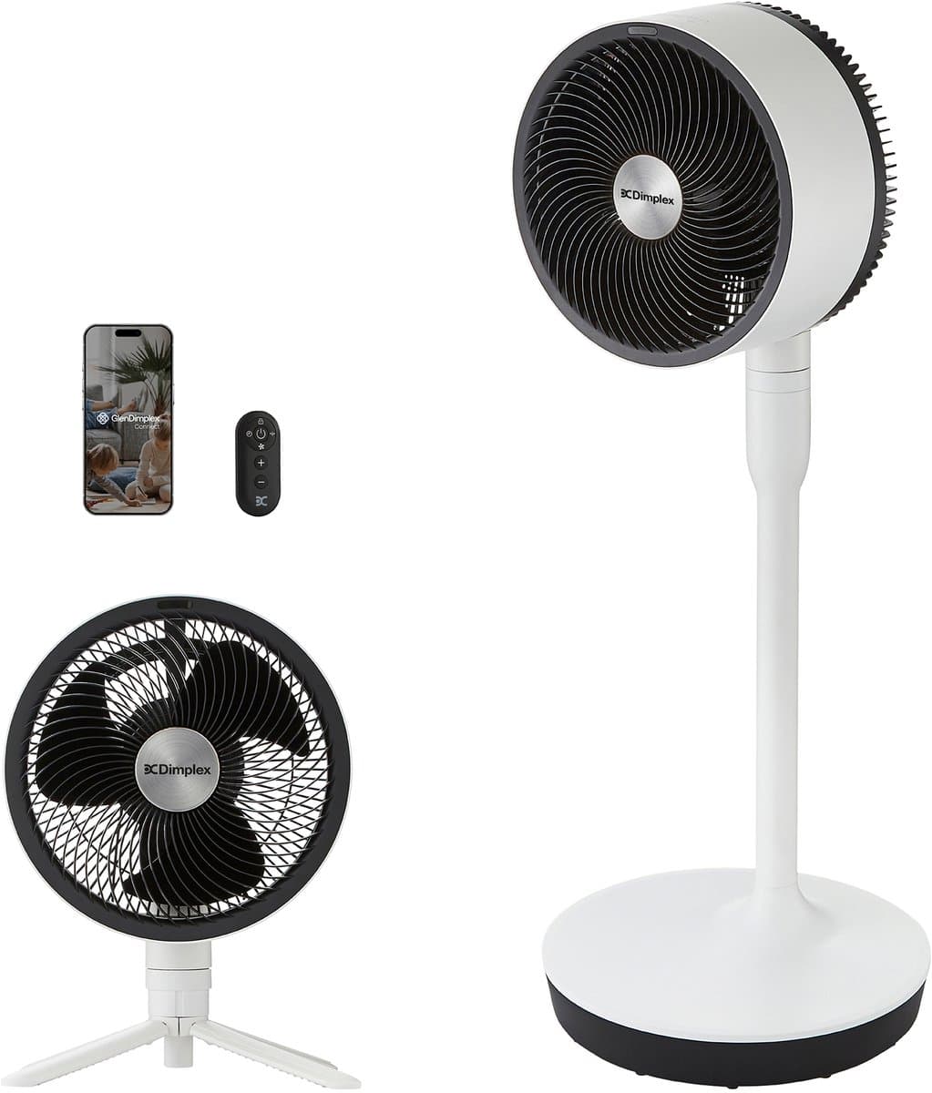 Dimplex DUOCOOL 2-in-1 Smart Statiefventilator – Ventilator Staand - Tafelventilator met 5 Snelheden - 20m Bereik – Fluisterstil (36dB) - Bediening via App en Afstandsbediening – Wit — afbeelding 1