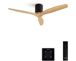 CREATE - Plafondventilator 40W silent 100% hout - S - Geen licht - Controller voor wandmontage - WIND CALM NATURAL WOOD
