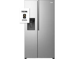 ETNA AKV6178IRVS - Amerikaanse koelkast - No-Frost - 178 cm hoog - 528 liter - Energielabel C - Invriesvermogen 10 kg/24u - Geluidsniveau 37 dB - LED Display - IJs- en waterdispenser - SuperCool - FastFreeze - Deuralarm - Multi Airflow – EnergySaving