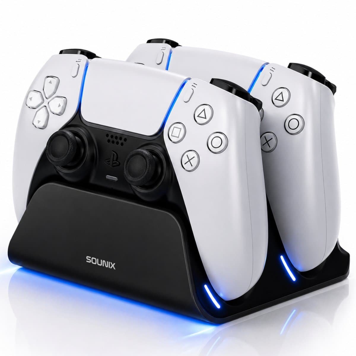 Sounix Oplaadstation geschikt voor PS5 / PS5 Slim / PS5 PRO / DualSense Controller - PS5 accessoires - Dual Oplader - Charging Dock - Zwart — afbeelding 1