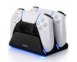 Sounix Oplaadstation geschikt voor PS5 / PS5 Slim / PS5 PRO / DualSense Controller - PS5 accessoires - Dual Oplader - Charging Dock - Zwart