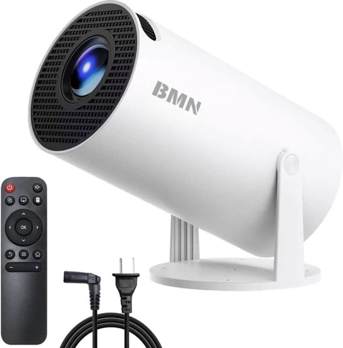BMN® Premium Mini Beamer 2026 Editie - Smart Projector met 4K ondersteuning - Geschikt voor IOS en Android - WiFi 6 & Bluetooth 5.4 - Android 13.0 - Draagbaar - Inclusief Hdmi kabel - Thuisbioscoop - Wit — afbeelding 1