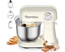 Teendow Keukenmachine – Staande Mixer - 12 Snelheden - 5L RVS Kom - Kantelbare Kop - Vaatwasserbestendig voor Thuisbakken