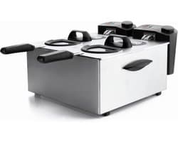 Elektrische Frituurpan - Dubbele Frituurmand - Lekker Frituren - Roestvrij Staal - 7 Liter - Zilver
