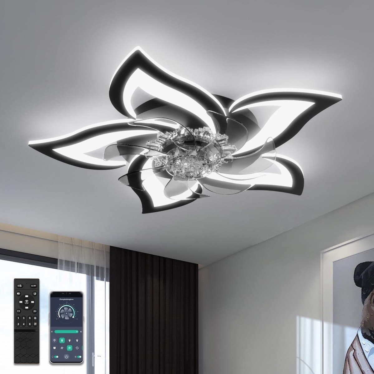 Equivera Plafonniere met Ventilator - Plafondventilator - Plafondventilator Afstandsbediening - Plafondventilator Slaapkamer - Plafond Ventilator met Verlichting - Plafondlamp - Plafonniere - Ideaal voor in uw slaapkamer! — afbeelding 1