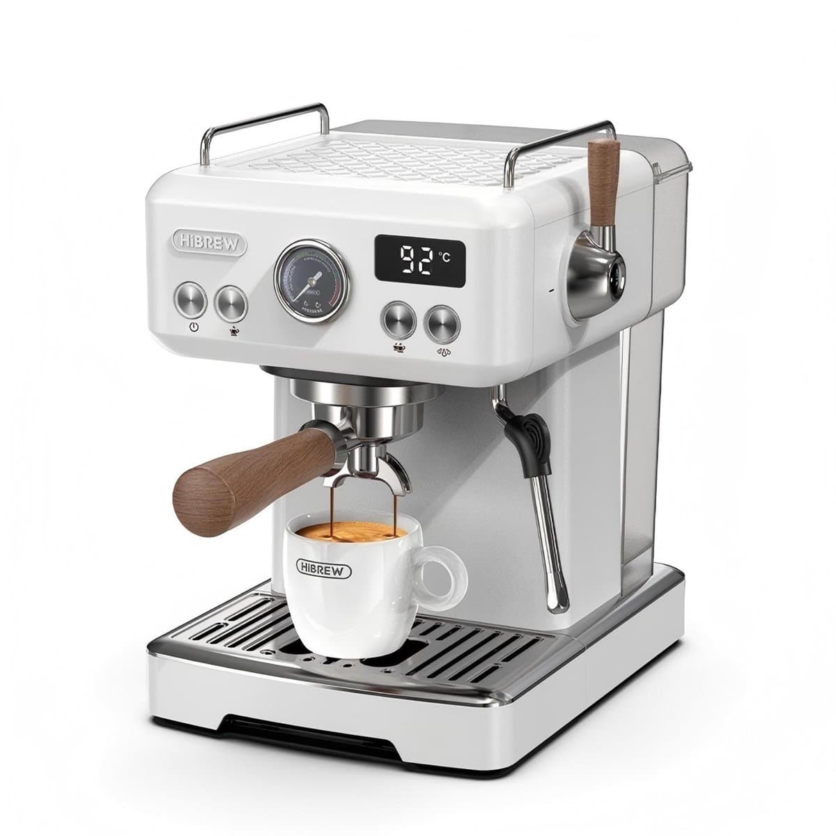 HiBREW H10 Plus Espressomachine – 20 Bar – Semi-automatische - Dubbele Temperatuurregeling (PID+NTC) – Flow & Temperatuur Instelbaar – Cold Brew (25°C) – Stoompijp – 1,8L Watertank – 1230W - Wit — afbeelding 1