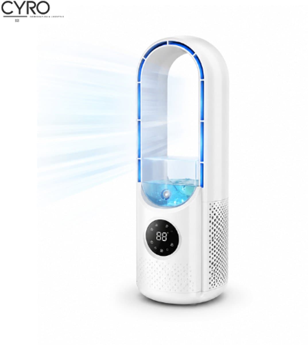 CYRO - Luchtkoeler - Koelventilator - Ventilator - Elektrisch - Kleine Airco - Elektrisch - 6 Snelheden - Airconditioning - Wit — afbeelding 1