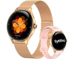 SYTIFRO smartwatch dames -smartwatch met 3D bolvormig glas - horloge dames 1.32" AMOLED 60Hz - 300 mAh (7 dagen) horloge - 130+ sportmodes & 2 jaar garantie