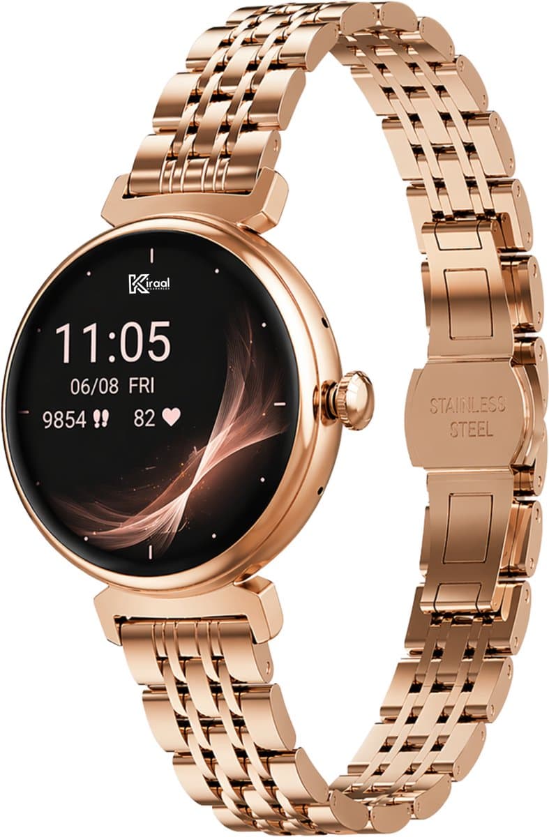 Kiraal Glimmer - Stijlvolle Smartwatch - Dames Smartwatch - Full-touch Scherm- Android & iOS - Goud — afbeelding 1