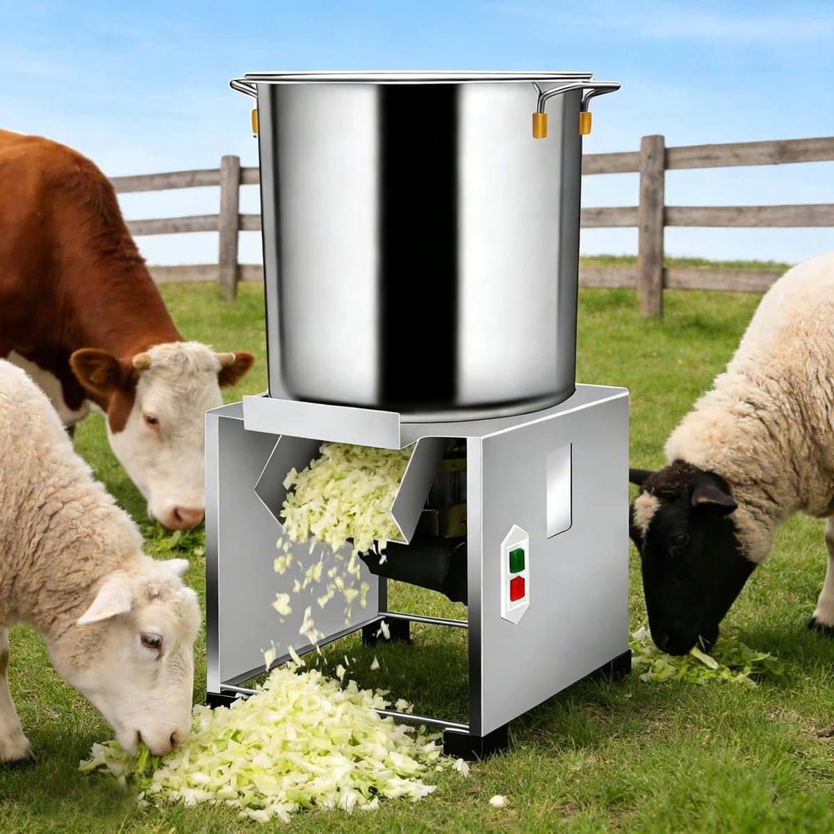 Elektrische Groentehakselaar - Voerprocessor - Efficiënt Voeren - 1800W Motor 3500 RPM - 100-120 kg/u - Zilver — afbeelding 1