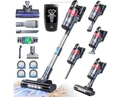 Grenintol - Steelstofzuiger - Steelstofzuiger Draadloos - Snoerloze stofzuiger -85000Pa/500W - LED - Max 60 Min Werktijd - 1,6 L Stofbak - HEPA Filter - 4 Snelheden-Geschikt Voor Tapijt, Harde Vloeren en Dierenhaar