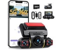 Dash Cam Auto - Auto Camera - Veilig Rijden - 4 Kanaals Opname - 360 Graden - Zwart
