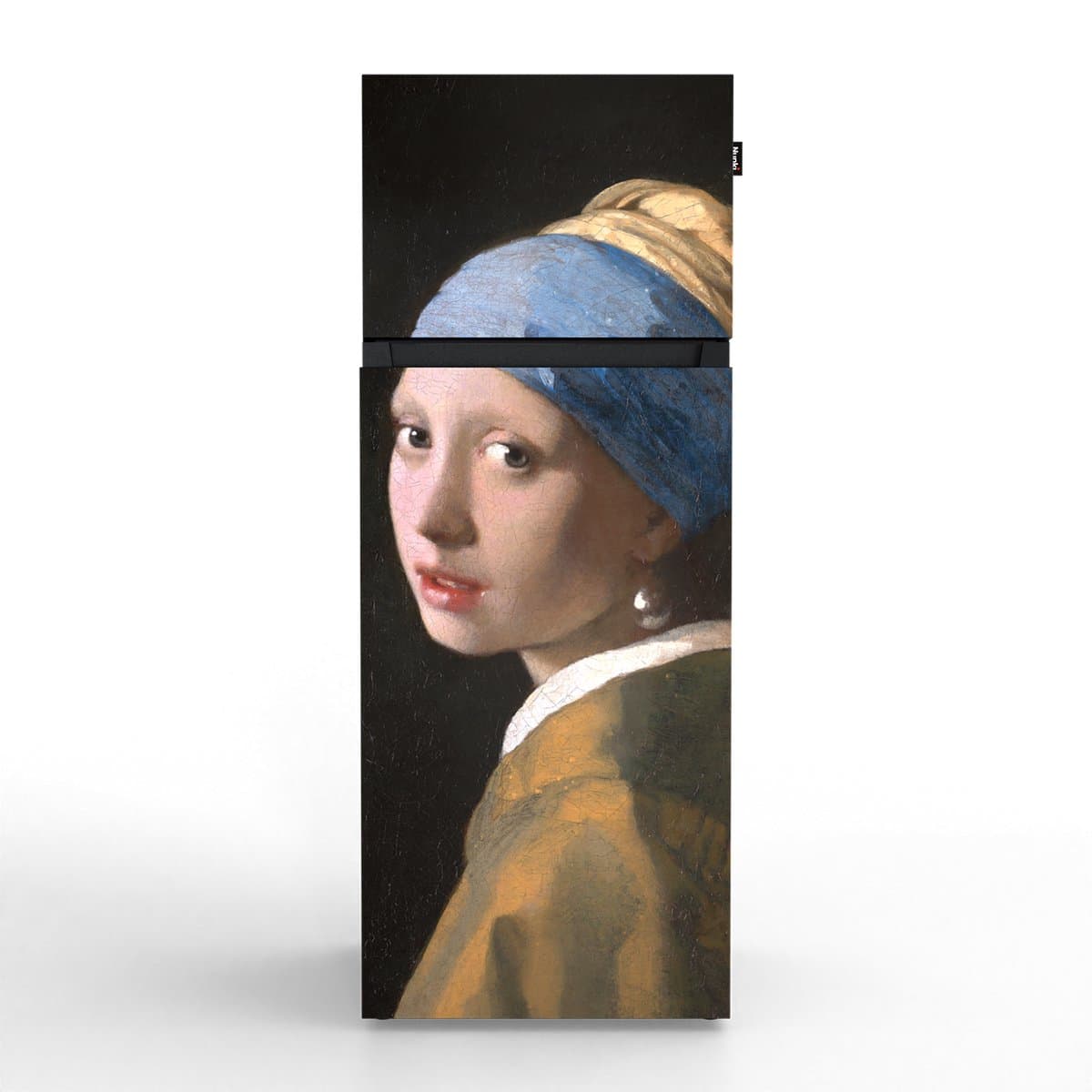 NUNKI MEDIUM-FVERM / Dubbel-Deurs Koelkast, E Klasse, 206l, Johannes Vermeer - Het meisje met de Parel, Satin (FRONT only) — afbeelding 1
