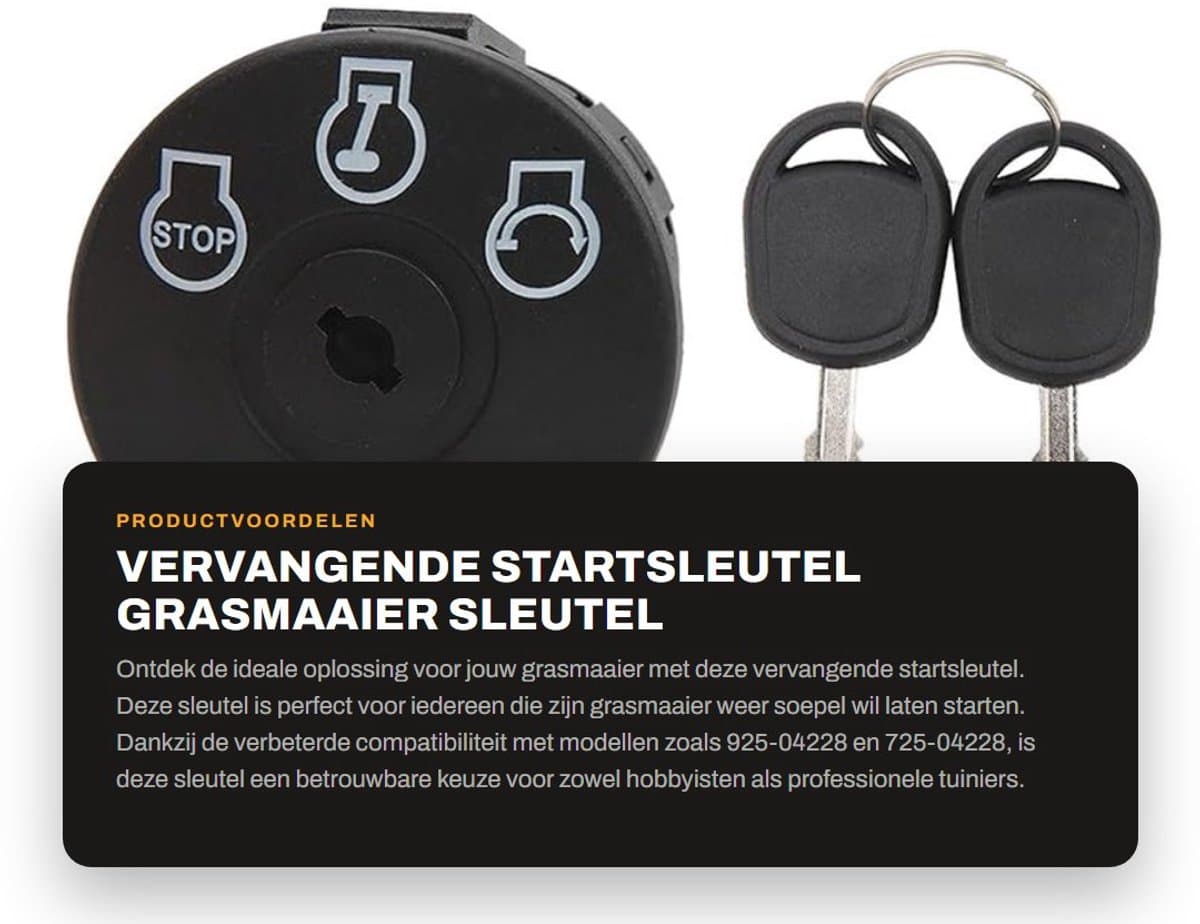 Dailygoods- Startsleutel Vervangend - 3 Posities - 2 Sleutels - Compatibel met 925-04228/725-04228 - Duurzaam - ABS L/Koper Materiaal - Ontstekingsschakelaar — afbeelding 1