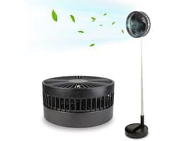 Draadloze Ventilator Oplaadbaar Telescopisch 35-100 cm Staande Ventilator Bureauventilator 4 Standen 180° Verstelbaar Stil 30 dB Zwart