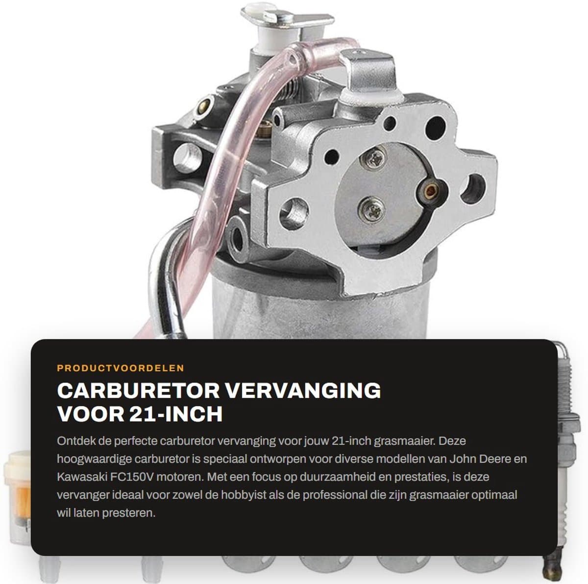 Dailygoods- Carburateur Vervanging voor John Deere - Voor Kawasaki FC150V - 4-Takt Motor - Inclusief Brandstoffilter - Bougie - Geschikt voor 21-Inch Maaiers — afbeelding 1