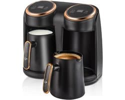 SNJY® Turkse Koffiezetapparaat - Turkse Koffie - Turkse Theepot Elektrische - Dubbele Pot - 600 W - Zwart