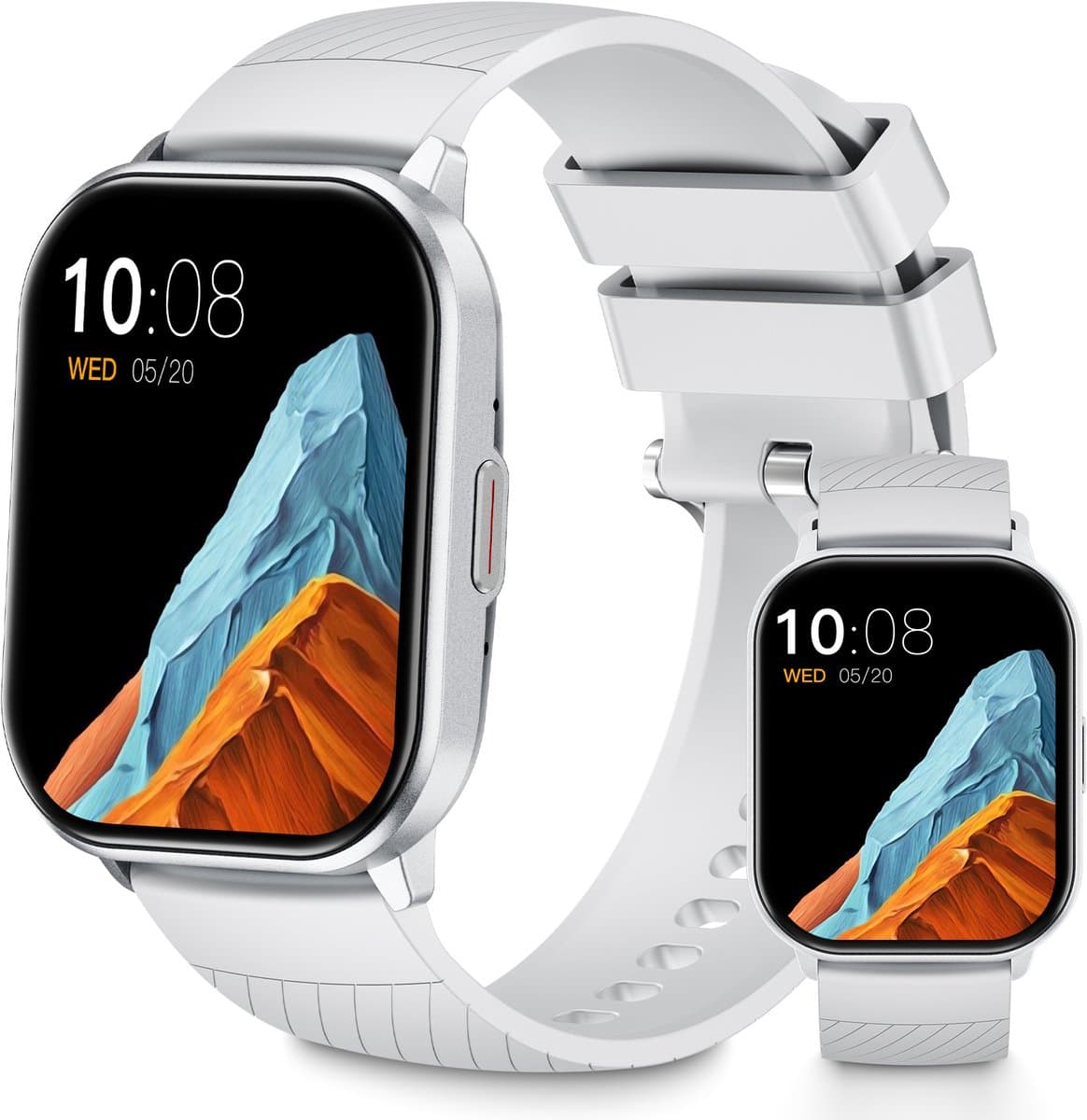 Smartwatch - Belfunctie - Sporthorloge voor dames - Waterdicht voor dagelijks gebruik - Met bloedzuurstofmeting, hartslagmeting, slaapkwaliteitsmonitoring, stappenteller en muziekbediening - Compatibel met Android- en iOS-systemen - Zilver — afbeelding 1