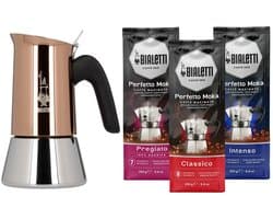 Bialetti Venus Copper Percolator 2 kops + Bialetti koffiepakket 3 x 250gr