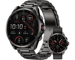 Royal Empire GPS Smartwatch Heren – 1.43" AMOLED – Belfunctie & App-meldingen – 5ATM Waterdicht – Hartslag, SpO2, Stappenteller – 200+ Sportmodi – RVS + TPU Band – Zwart