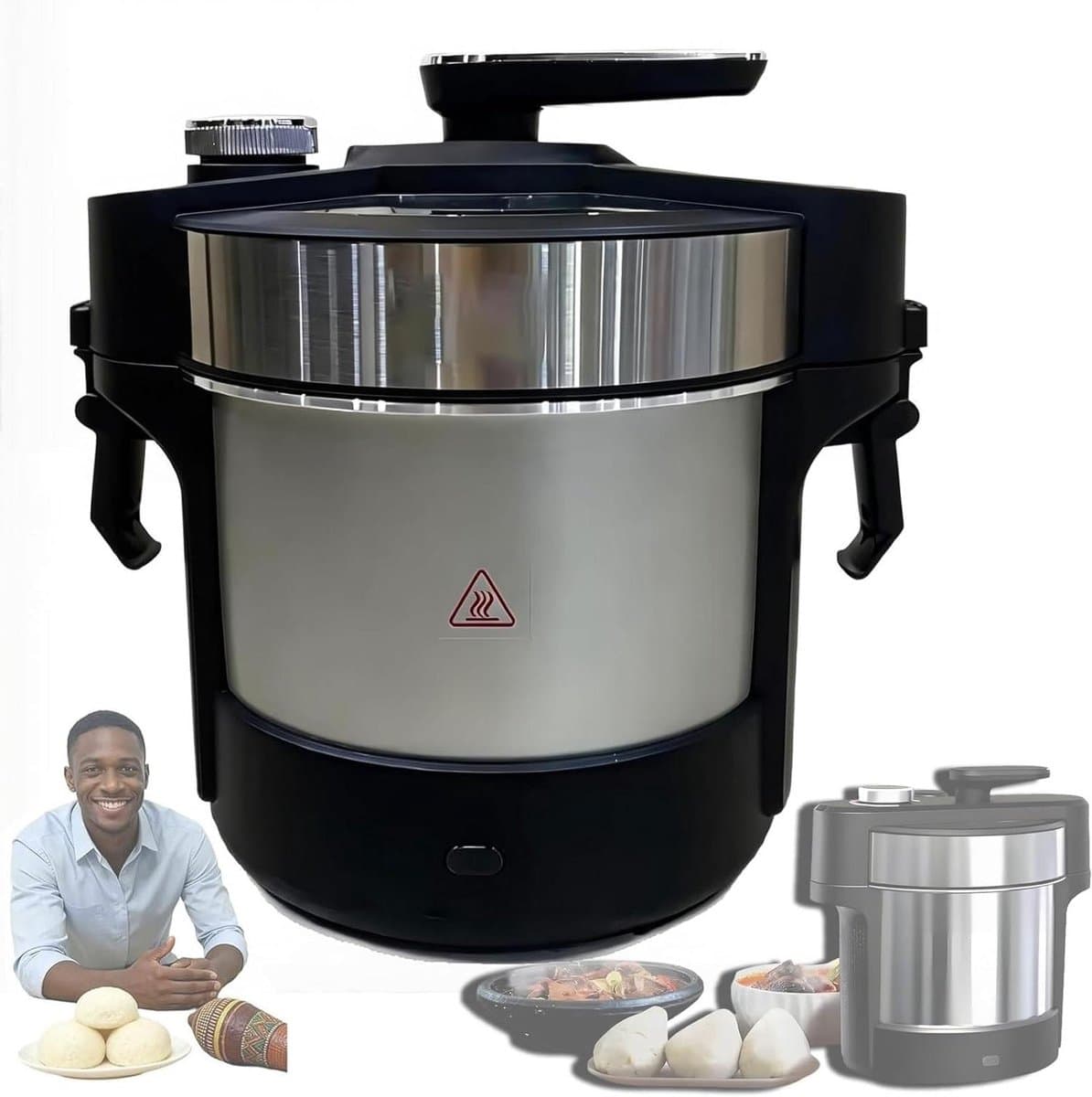 Swallow Maker Machine, slimme Fufu-kookprocessor, 1000 W krachtige mixer, 6 liter stalen kom voor bonsde Yam, automatische machine voor Ugali, Amala, Egusi, vleesmalen, multifunctioneel keukengereedsc — afbeelding 1