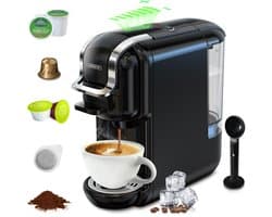 HiBREW H2B - 5 in 1 - Koffiemachine - Koffiezetapparaat - Multifunctioneel voor warm en koud - Kapsulekoffiezetapparaat - Voor Nespresso, Dolce Gusto, ESE & gemalen koffie - Zwart