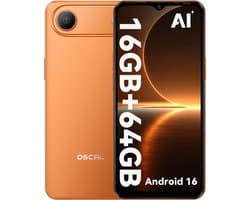 OSCAL FLAT 3C Smartphone - 4G Dual SIM - 16GB RAM - 64GB ROM - 6,56 inch - Android 16 Telefoon - 5000mAh 336Uren - 32MP - GPS - Oranje