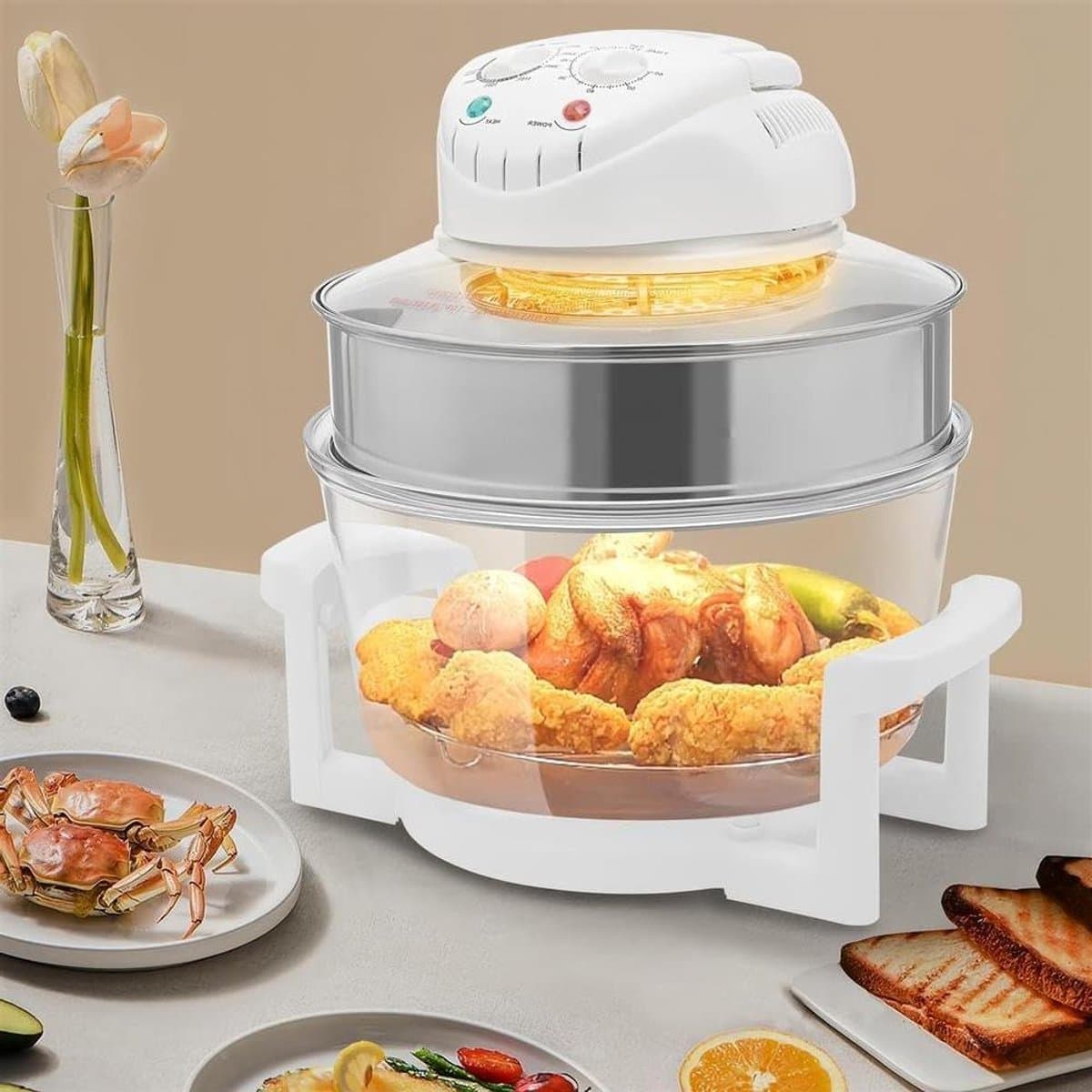 Heteluchtoven Airfryer - Oljefri Grill - Gezond Koken - Duurzaam Glasontwerp - 17 Liter Capaciteit - Transparant — afbeelding 1
