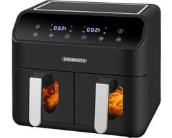 Heteluchtfriteuse Dubbel - Mini Oven - Gezond Koken - Twee Zones - 8 Liter - Zwart