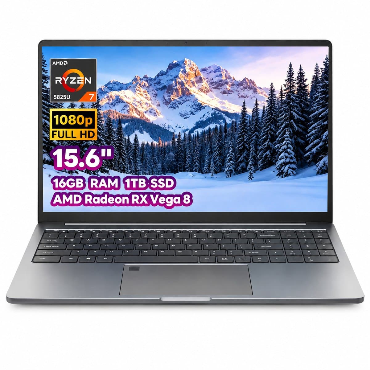Ninkear A15 Plus Laptop -15,6 inch Full HD AMD Ryzen 7 5825U - 16GB DDR4 RAM - 1TB NVMe SSD - Radeon Vega 8 - Windows 11 - WiFi 6 - Donkergrijs — afbeelding 1