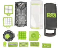 Groentenhakker - Keukenmachine Multihakker - Snel Groenten Snijden - Inclusief Wasbak - 33x12x12 cm - Groen